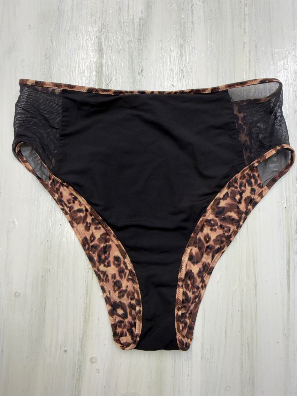 aerie Leopard Print Bikini Top XL & High-Waist Bottoms L - Brown & Black - Picture 6 of 16